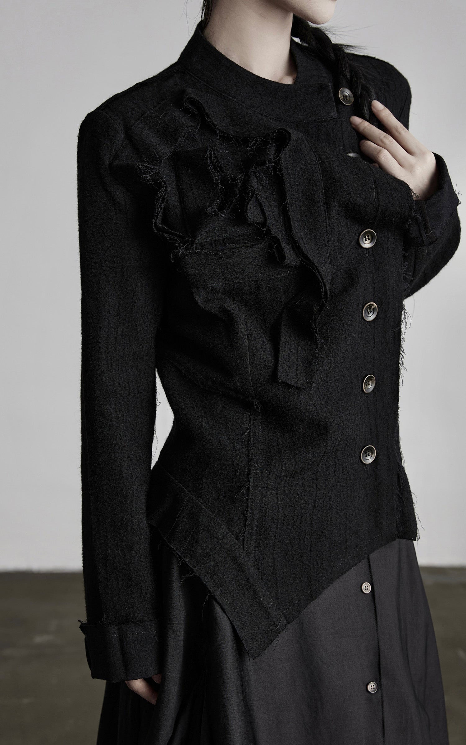 DOINDULGE Deconstructed Frayed Wool Top