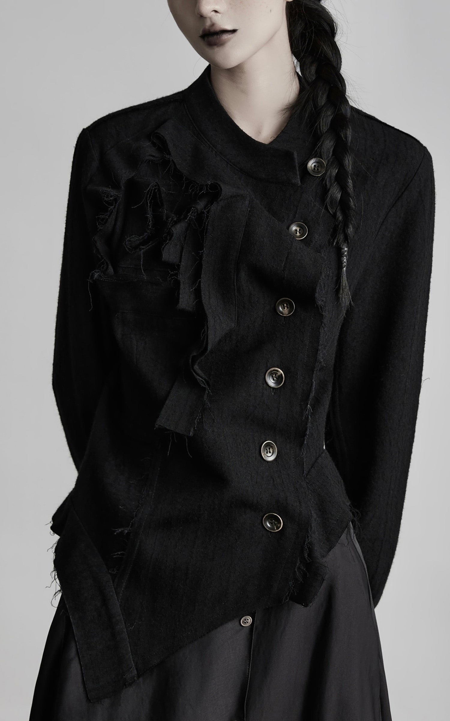 DOINDULGE Deconstructed Frayed Wool Top