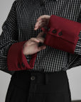 DOINDULGE Oversized Contrast Cuff Checked Shirt