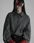 DOINDULGE Oversized Contrast Cuff Checked Shirt