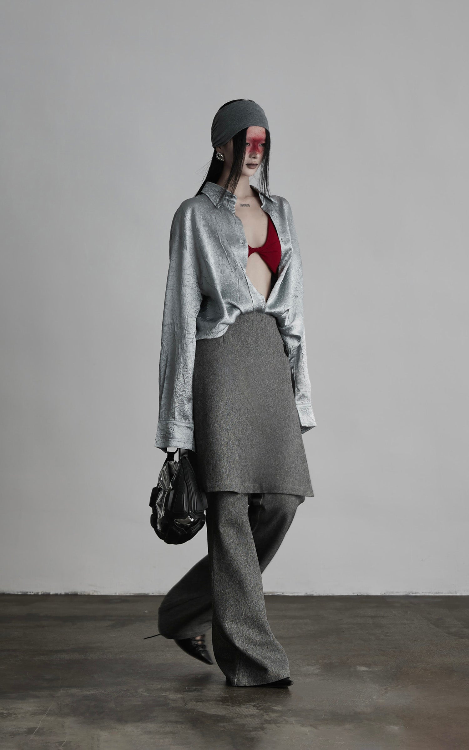 DOINDULGE Wrap Detail Wool Blend Trousers