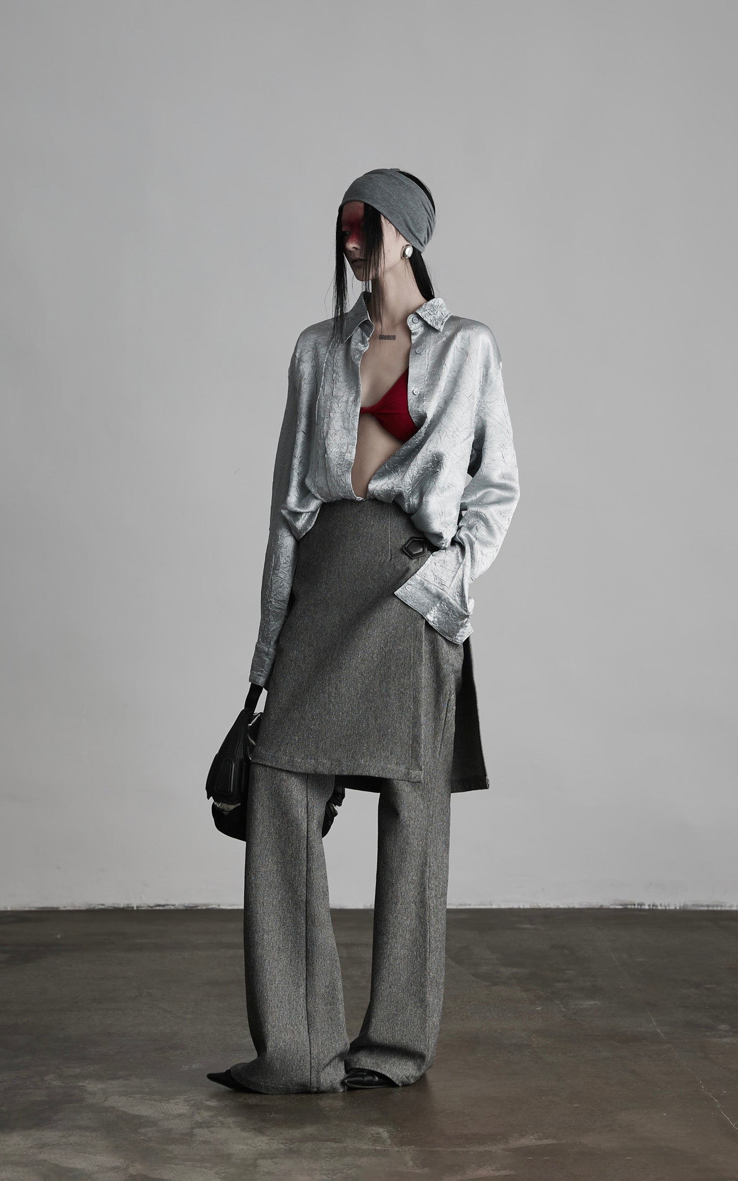 DOINDULGE Wrap Detail Wool Blend Trousers