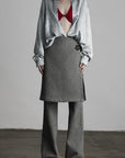DOINDULGE Wrap Detail Wool Blend Trousers