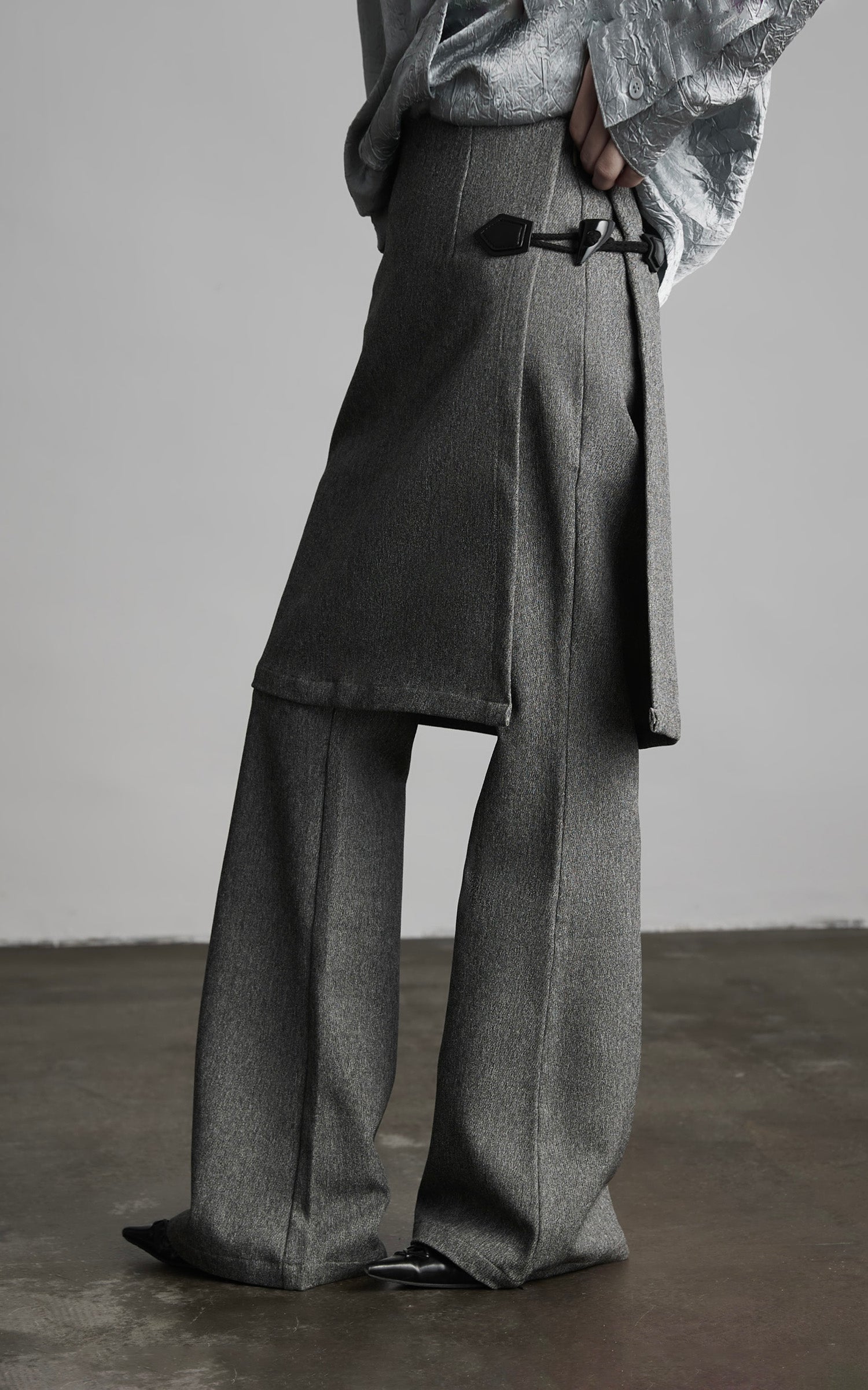 DOINDULGE Wrap Detail Wool Blend Trousers