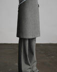 DOINDULGE Wrap Detail Wool Blend Trousers
