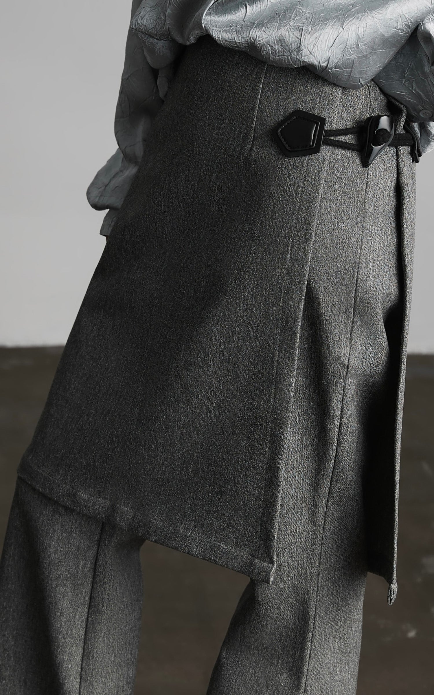 DOINDULGE Wrap Detail Wool Blend Trousers