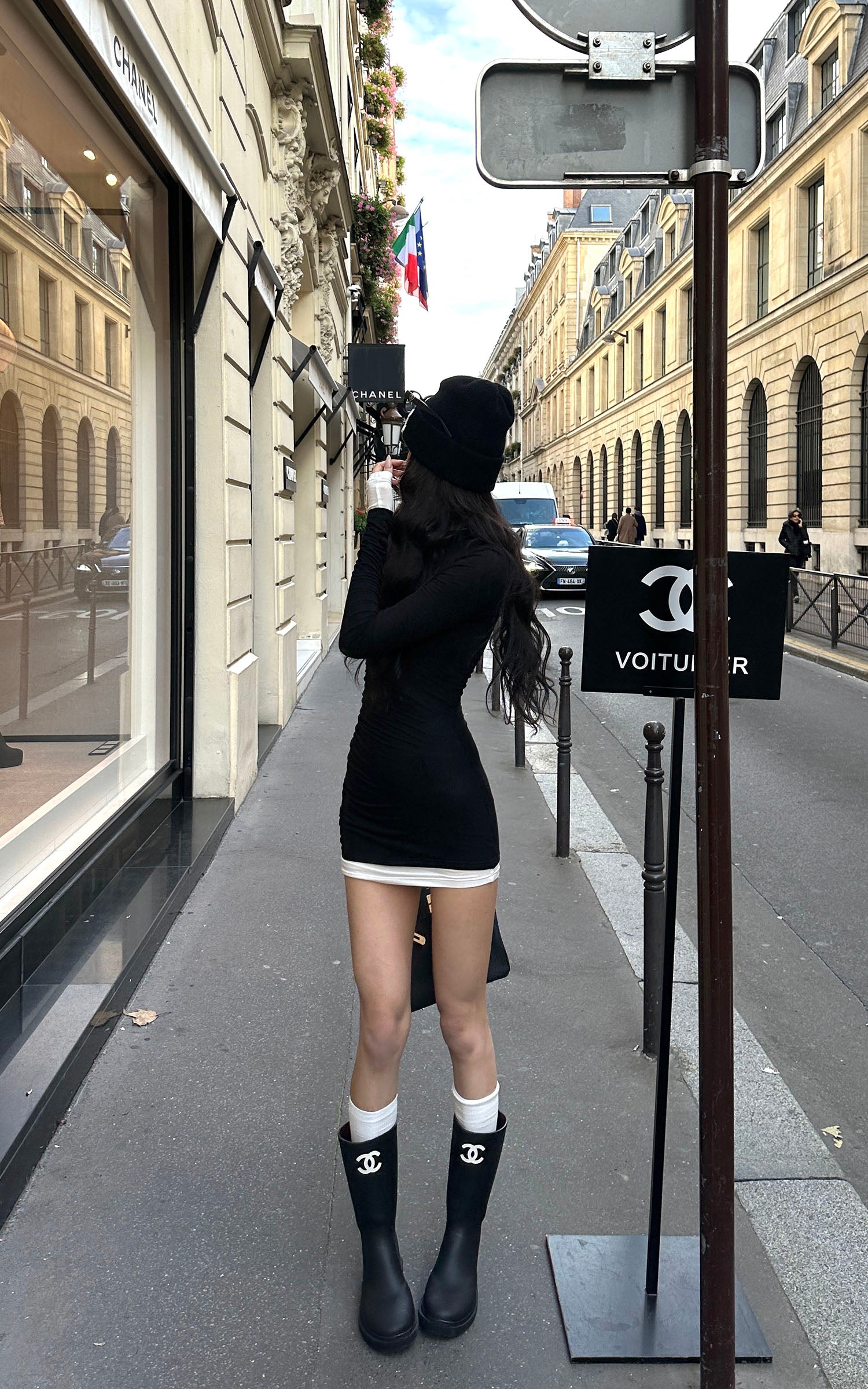 0122stepll Contrast Hem Knit Mini Skirt