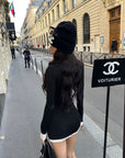 0122stepll Contrast Hem Knit Mini Skirt