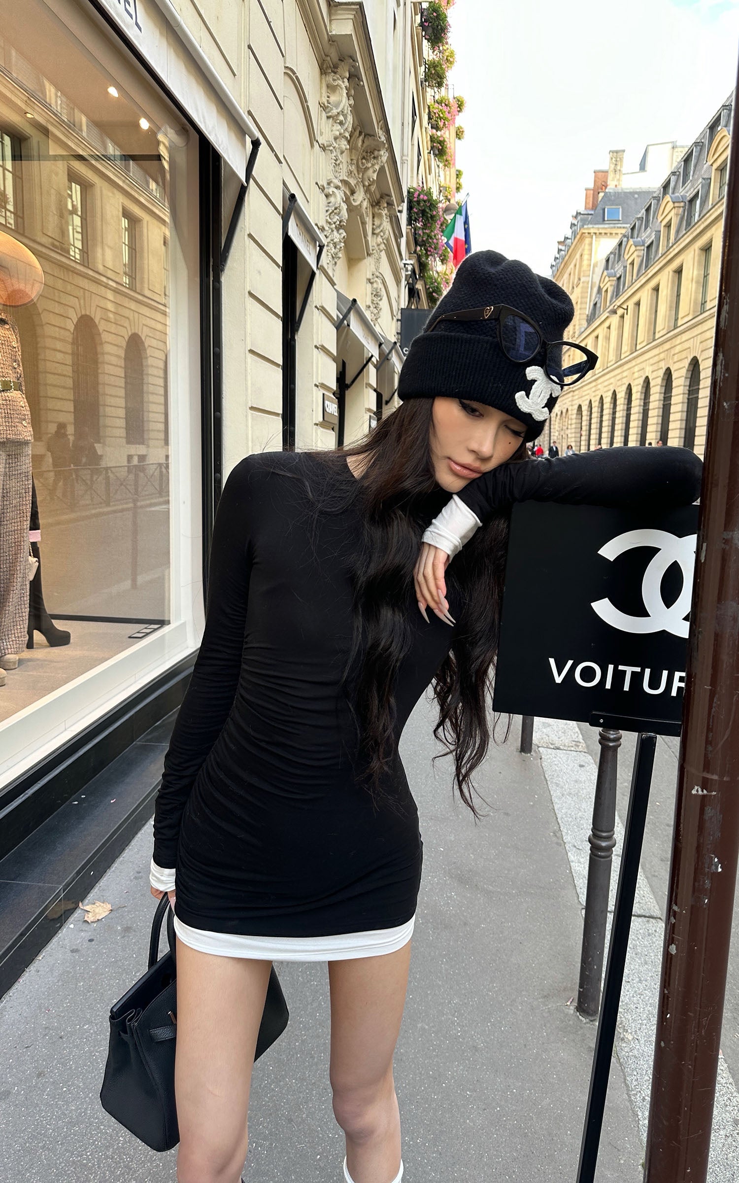 0122stepll Contrast Hem Knit Mini Skirt