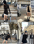 0122stepll Contrast Hem Knit Mini Skirt