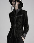 DOINDULGE Faux Leather Trimmed Fuzzy Top