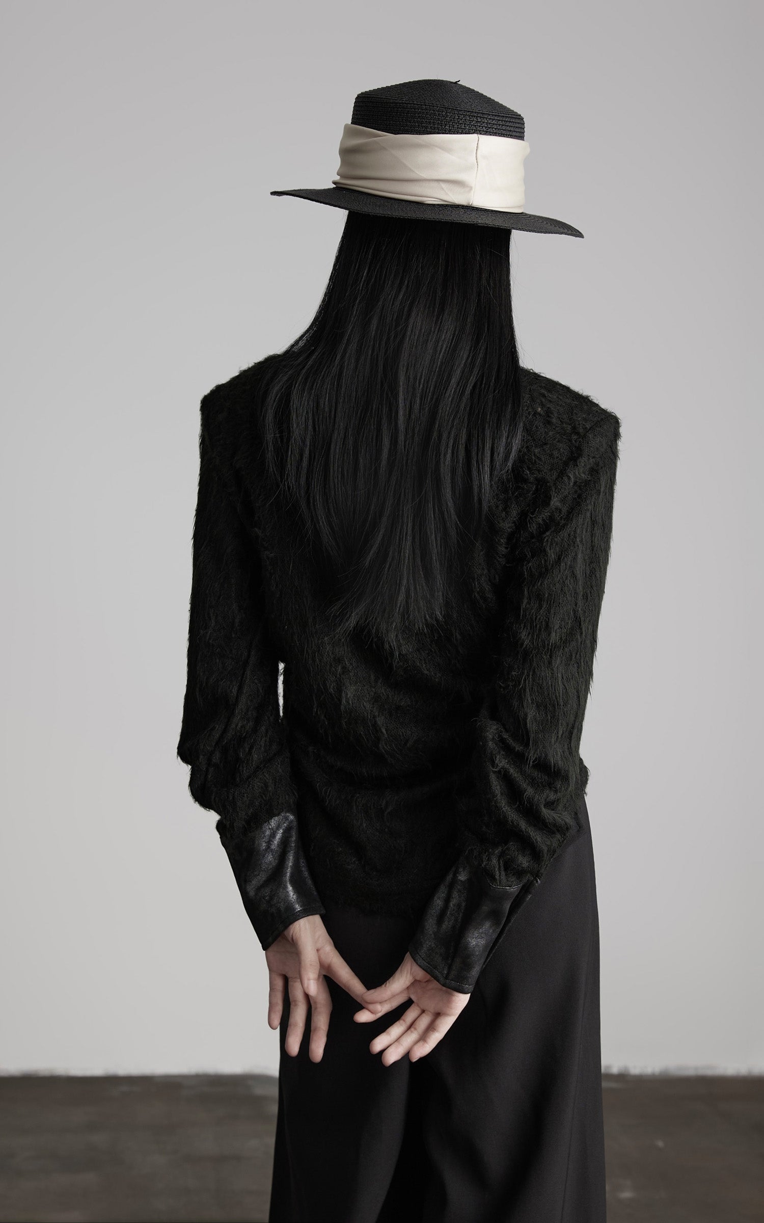 DOINDULGE Faux Leather Trimmed Fuzzy Top