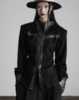 DOINDULGE Faux Leather Trimmed Fuzzy Top