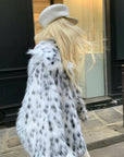 Rase le sol Black & White Dalmatian Faux Fur Coat