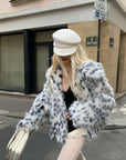 Rase le sol Black & White Dalmatian Faux Fur Coat