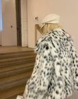 Rase le sol Black & White Dalmatian Faux Fur Coat