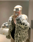 Rase le sol Black & White Dalmatian Faux Fur Coat