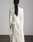 DOINDULGE Deconstructed Draped Top with Embroidered Lace Overlay