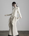 DOINDULGE Deconstructed Draped Top with Embroidered Lace Overlay