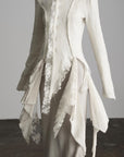 DOINDULGE Deconstructed Draped Top with Embroidered Lace Overlay