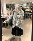 Rase le sol Black & White Dalmatian Faux Fur Coat