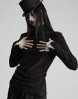 DOINDULGE Structured Knit Top with Contrast Pleated Cuffs