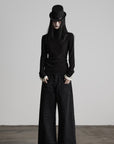 DOINDULGE Structured Knit Top with Contrast Pleated Cuffs