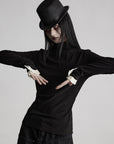 DOINDULGE Structured Knit Top with Contrast Pleated Cuffs