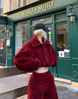 Rase le sol Oversized Red Fleece Lounge Set