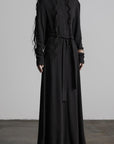 DOINDULGE Off-Shoulder Long Sleeve Dress with Raw Edges and Belt