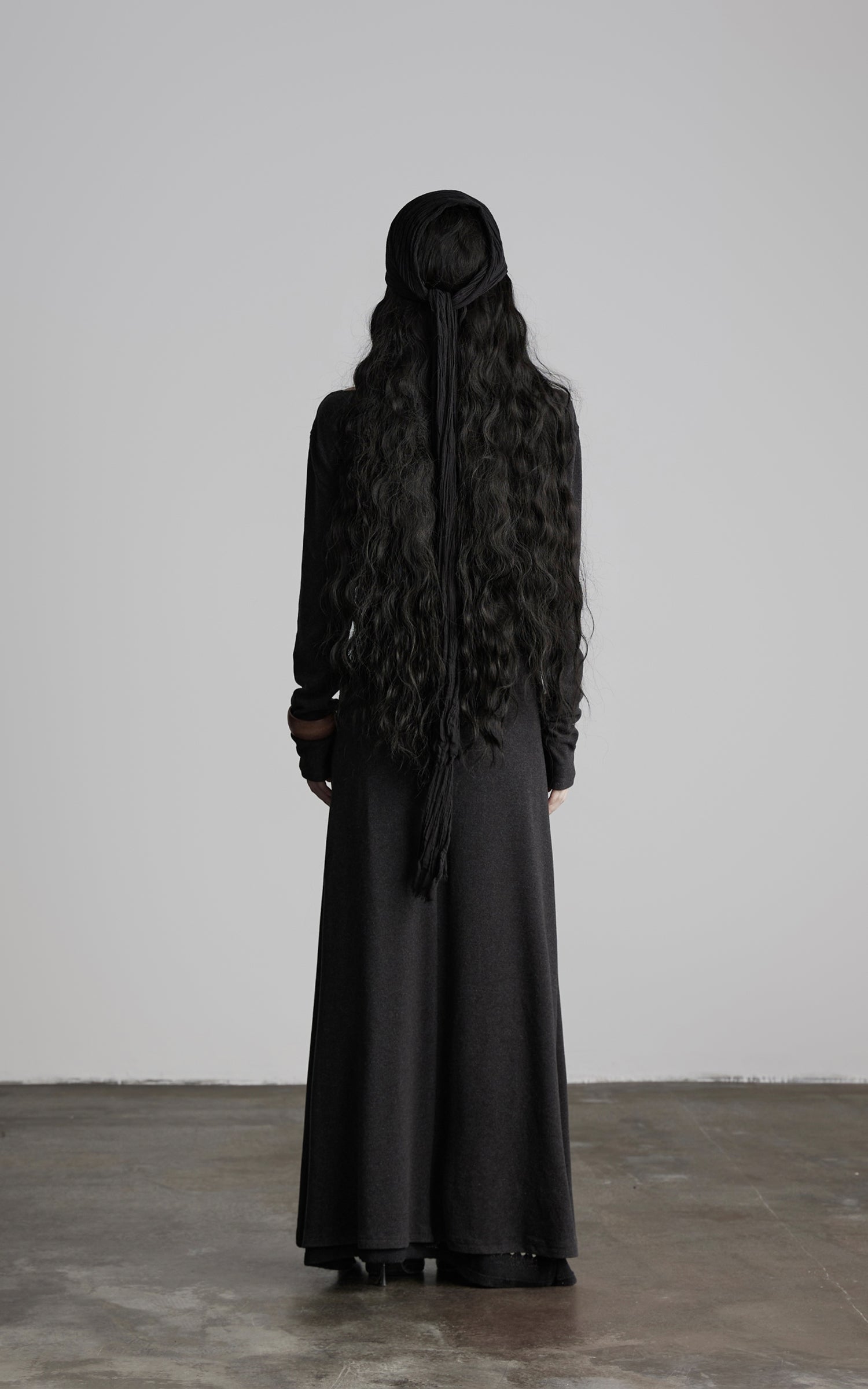 DOINDULGE Off-Shoulder Long Sleeve Dress with Raw Edges and Belt