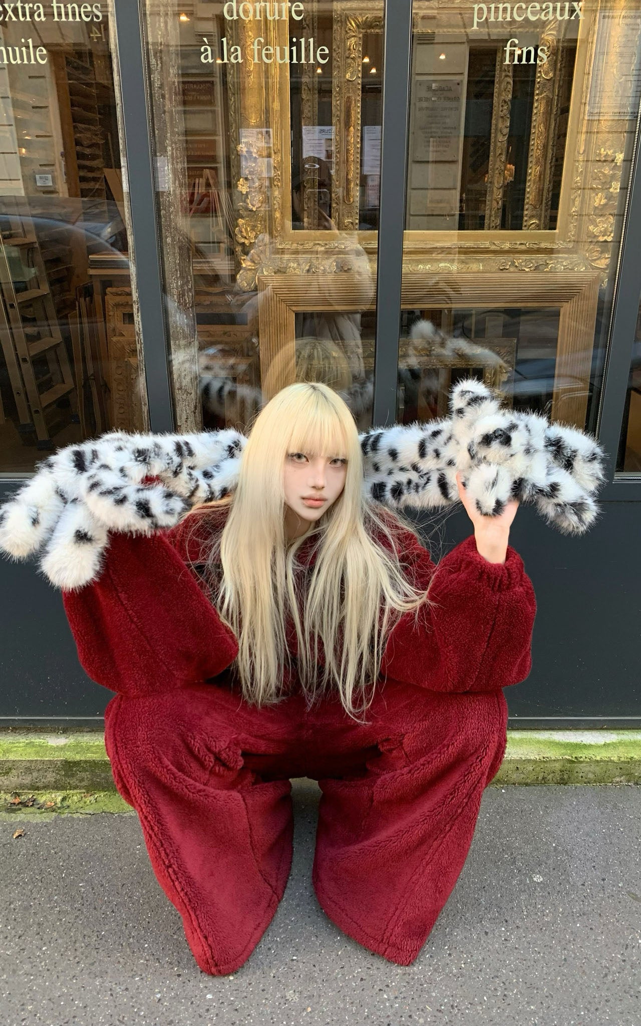 Rase le sol Oversized Red Fleece Lounge Set