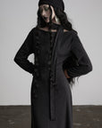 DOINDULGE Off-Shoulder Long Sleeve Dress with Raw Edges and Belt