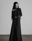 DOINDULGE Off-Shoulder Long Sleeve Dress with Raw Edges and Belt