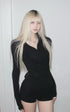 Rase le sol Draped Neck Slim-Fit Long Sleeve T-Shirt - PINKPARKS