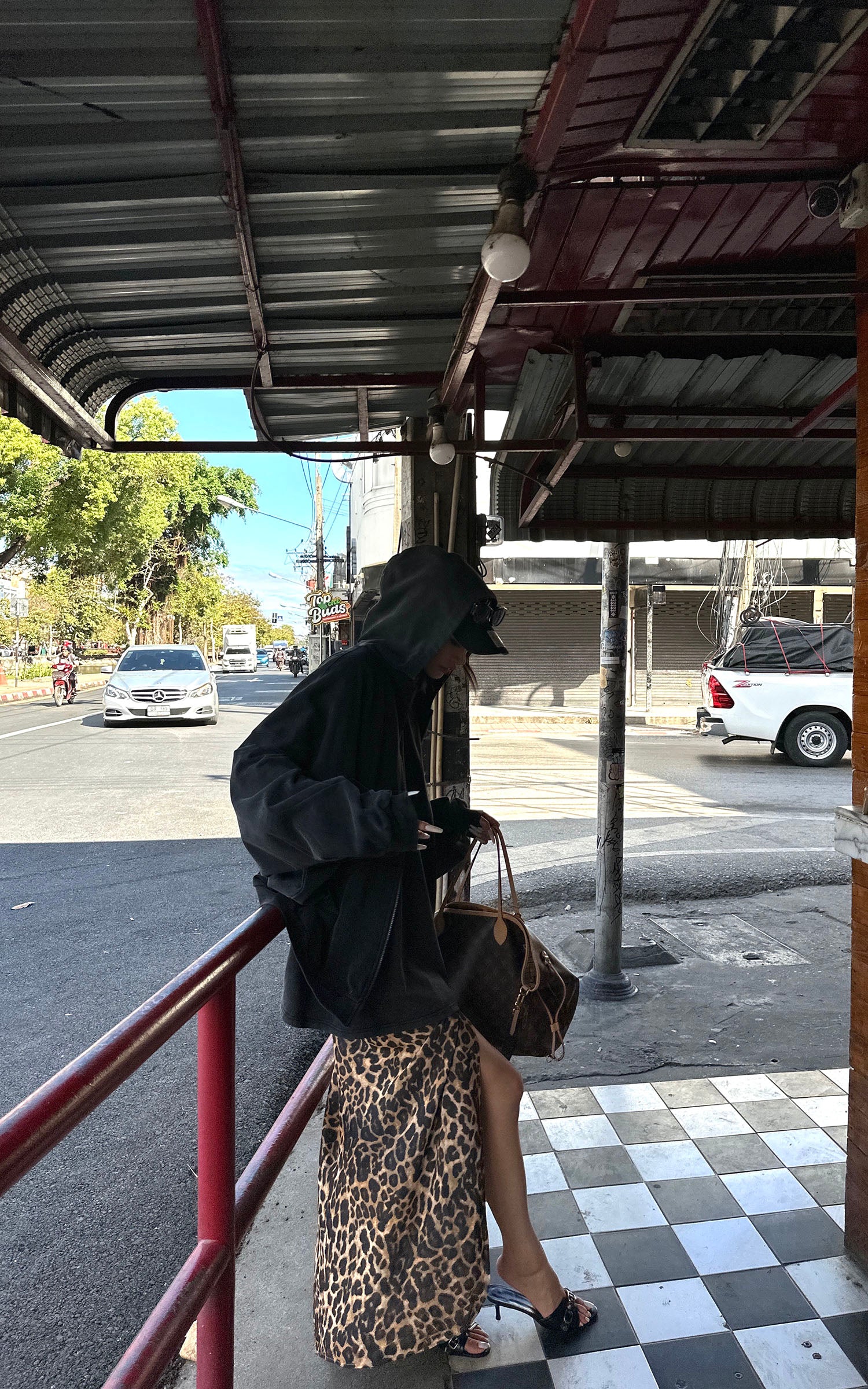 0122stepll 레오파드 하이슬릿 슬림 맥시 스커트