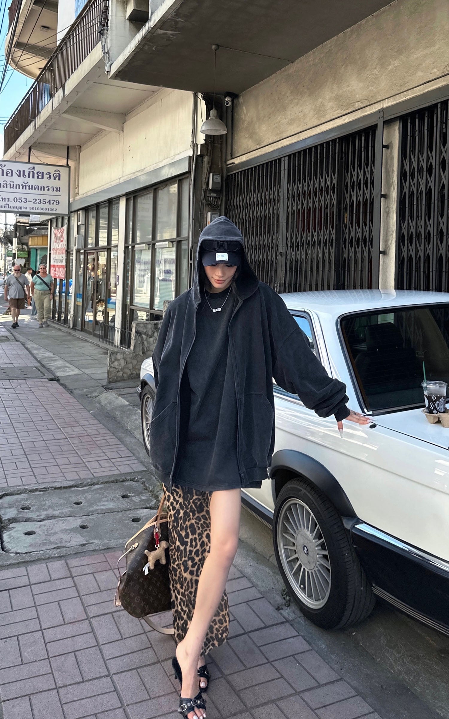 0122stepll 레오파드 하이슬릿 슬림 맥시 스커트