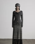 DOINDULGE Draped Knit Top with Rose Detail
