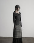 DOINDULGE Draped Knit Top with Rose Detail