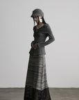 DOINDULGE Draped Knit Top with Rose Detail