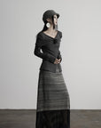 DOINDULGE Draped Knit Top with Rose Detail