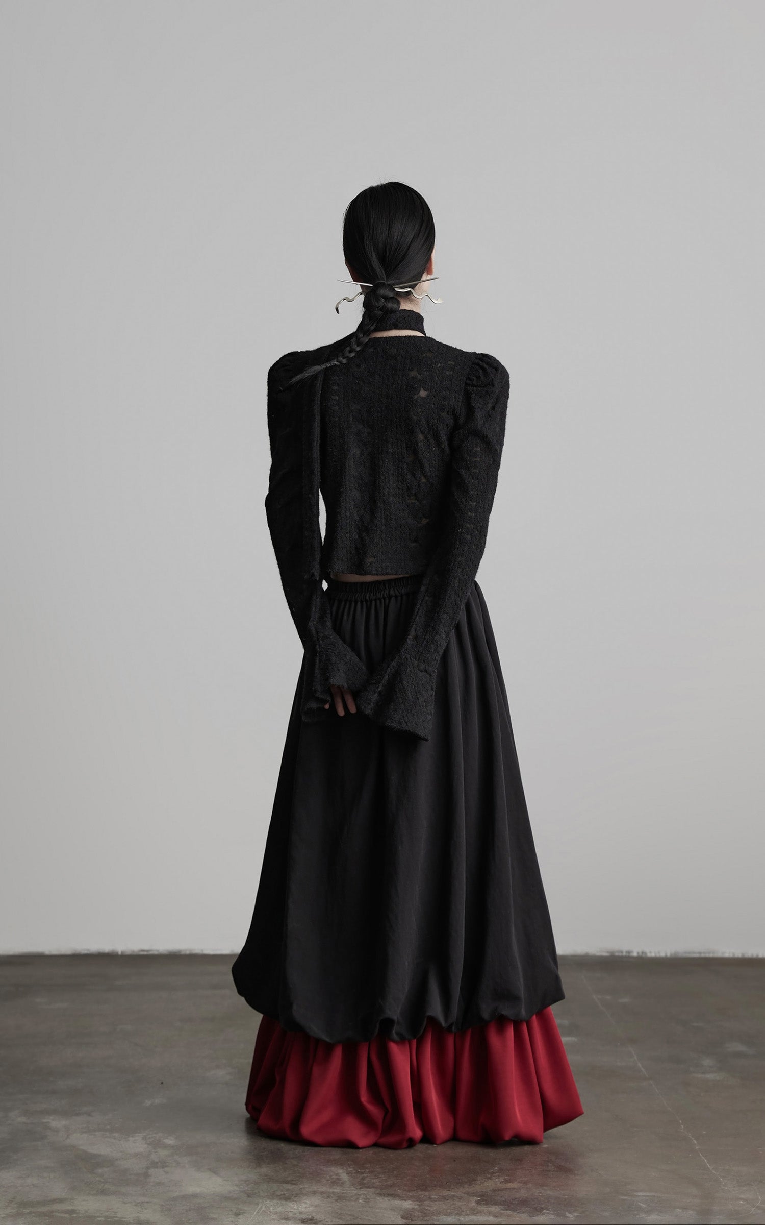 DOINDULGE Dual Layer Sculptural Bubble Hem Skirt