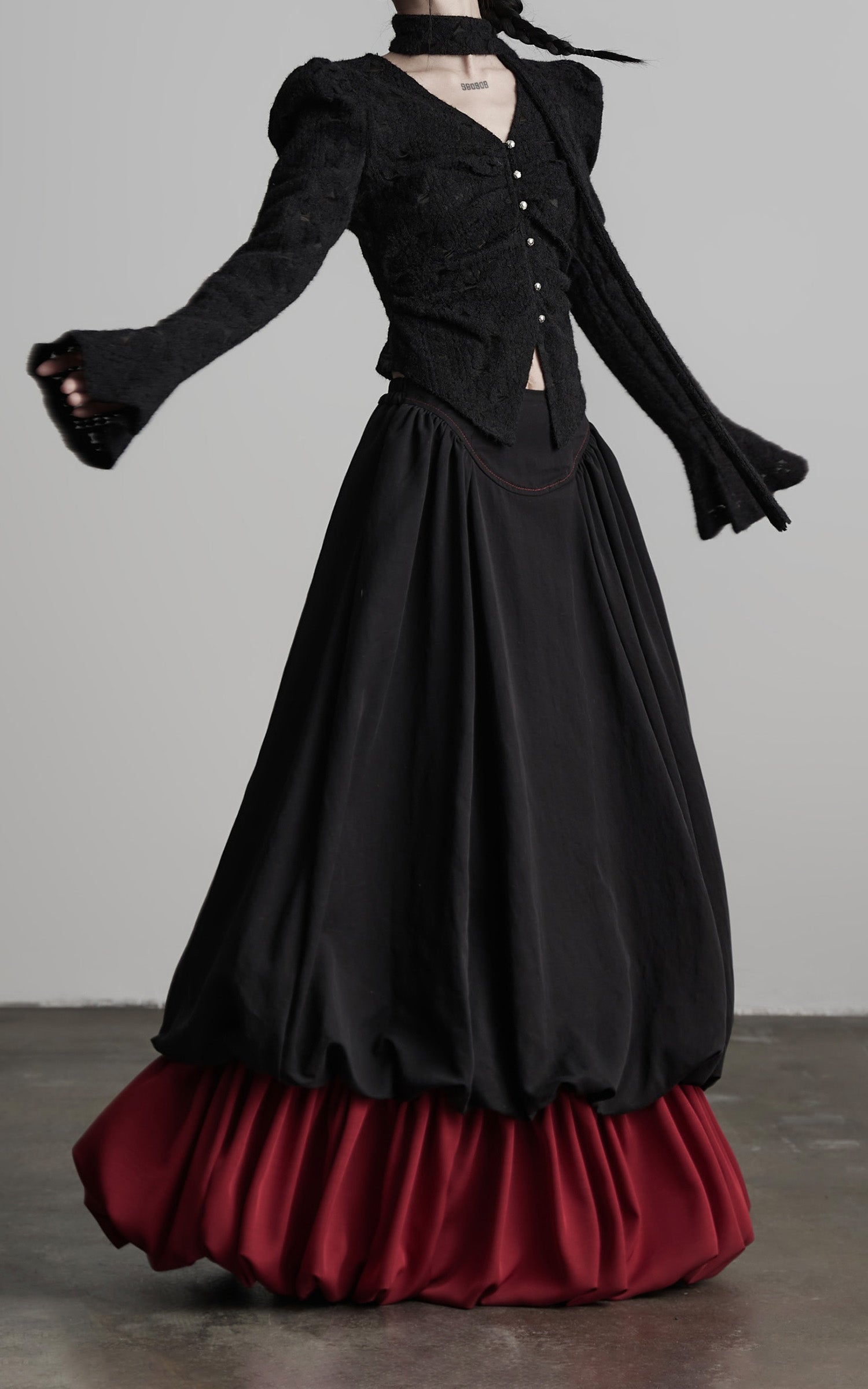 DOINDULGE Dual Layer Sculptural Bubble Hem Skirt
