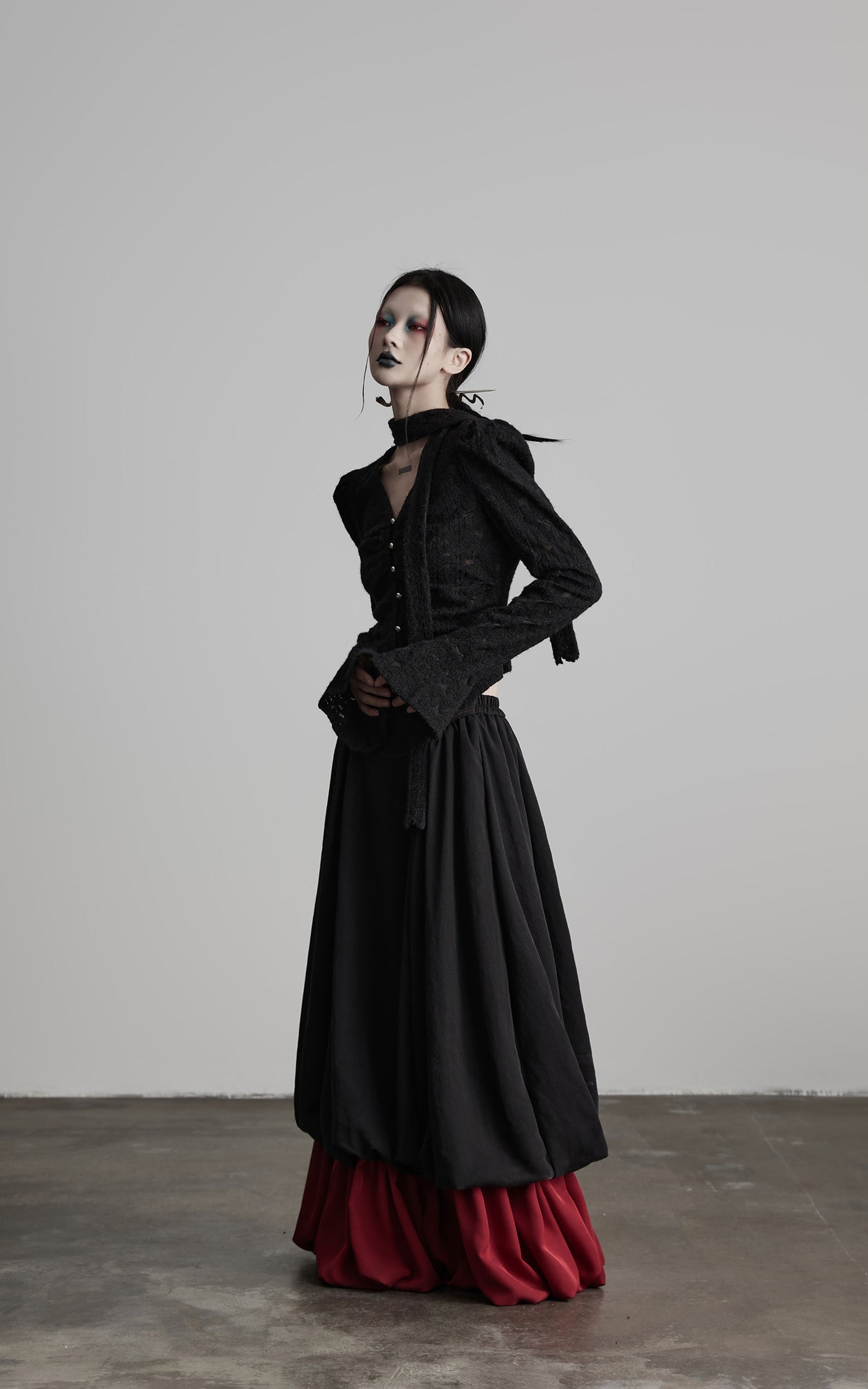 DOINDULGE Dual Layer Sculptural Bubble Hem Skirt