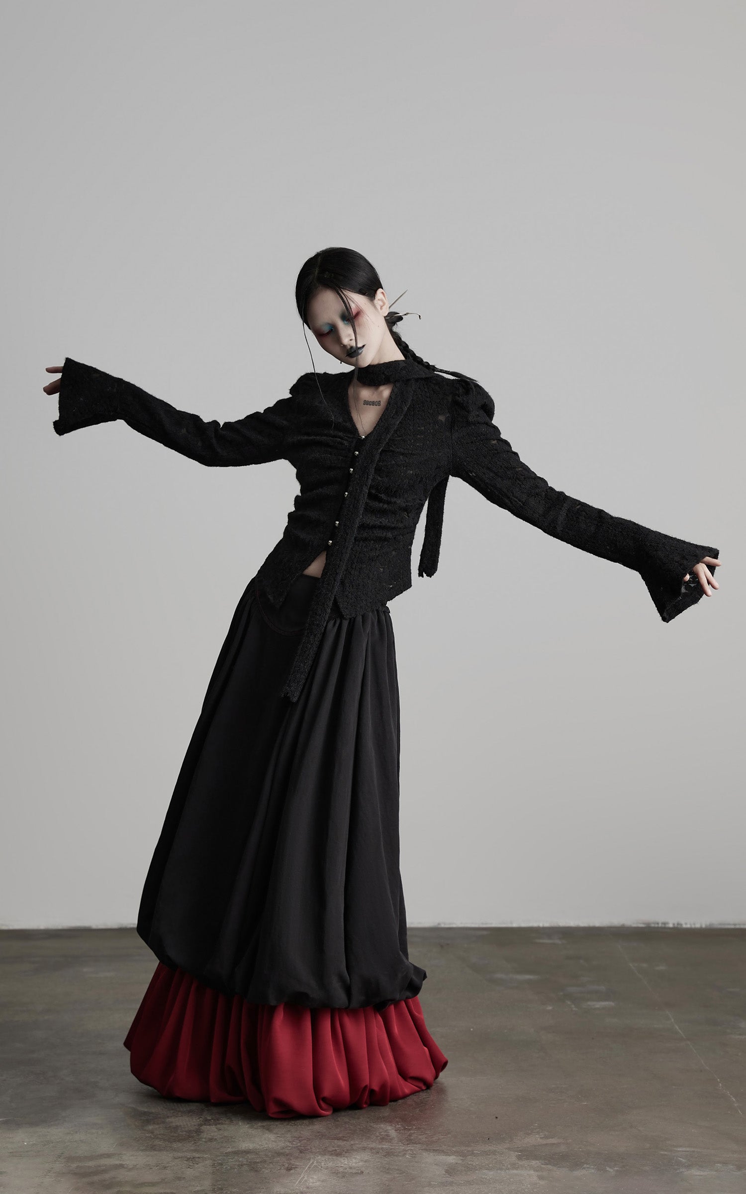 DOINDULGE Dual Layer Sculptural Bubble Hem Skirt