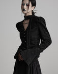 DOINDULGE Textured Knit Sculpted Top with Rosette Buttons