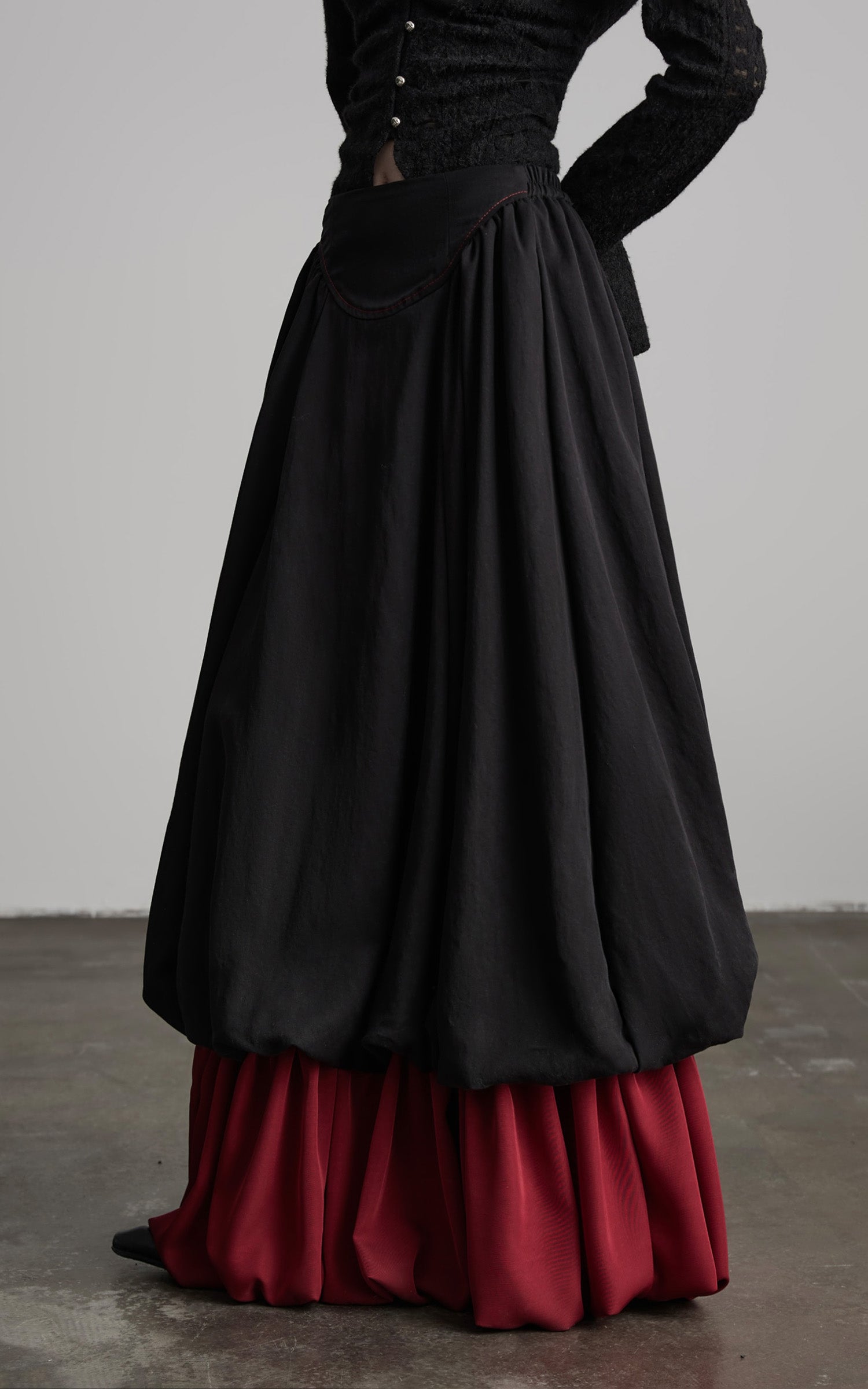 DOINDULGE Dual Layer Sculptural Bubble Hem Skirt
