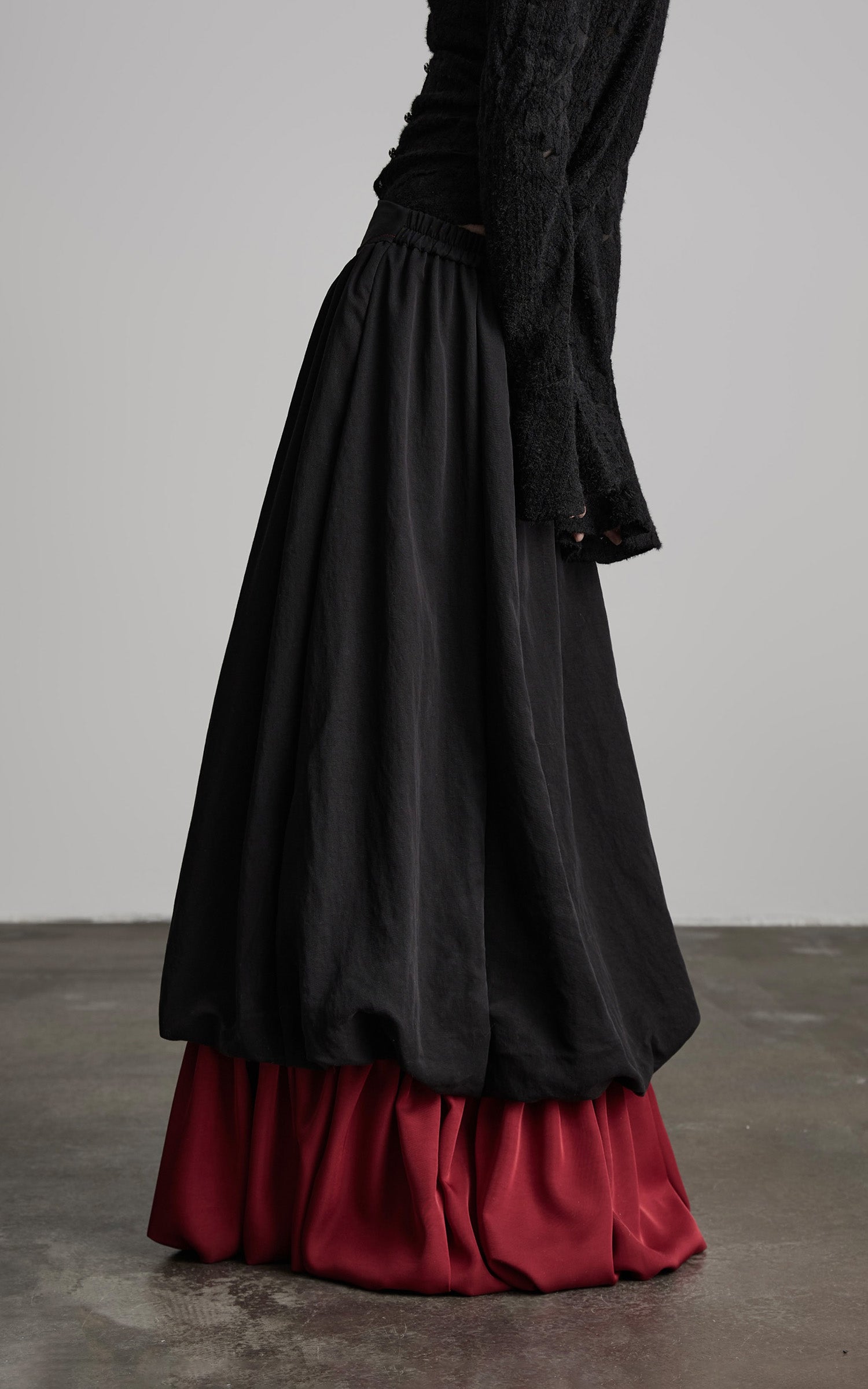 DOINDULGE Dual Layer Sculptural Bubble Hem Skirt