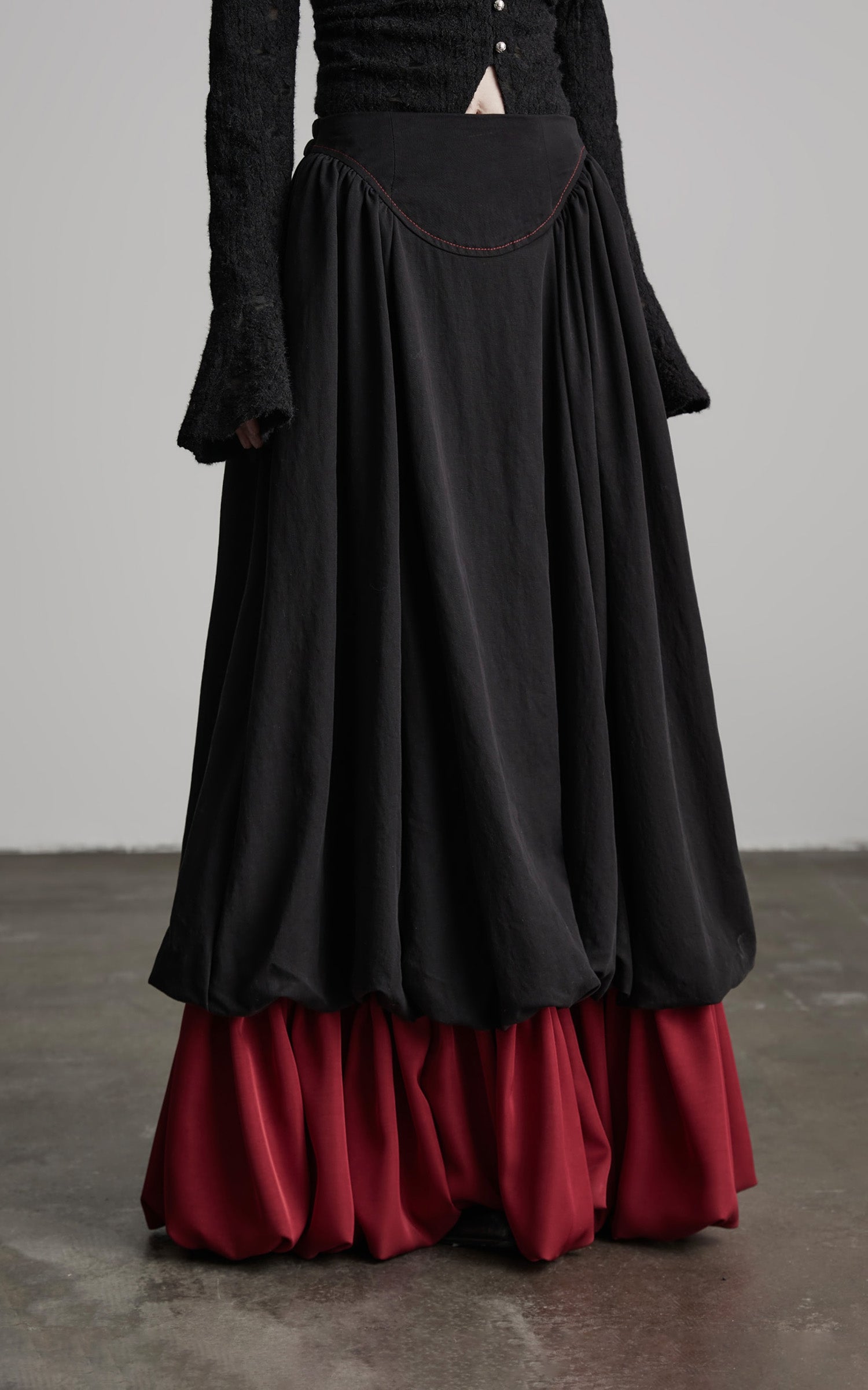 DOINDULGE Dual Layer Sculptural Bubble Hem Skirt