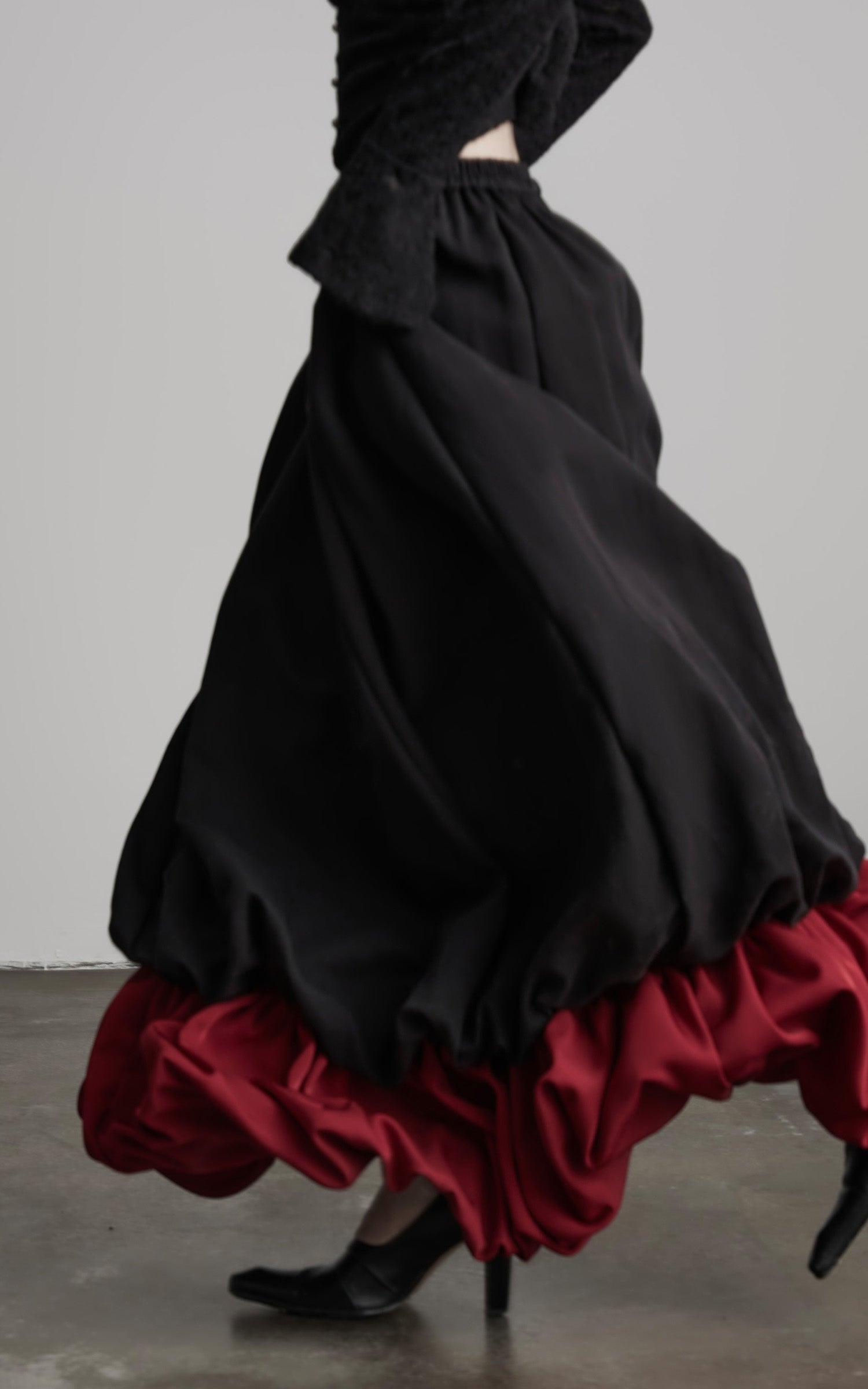 DOINDULGE Dual Layer Sculptural Bubble Hem Skirt